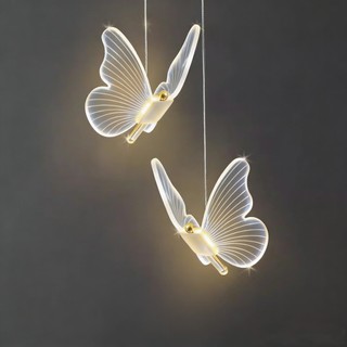Pendente Dourado Borboleta De Luz LED de 3 cores em 1 luminária de teto do quarto Bivolt