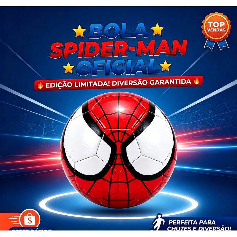 Bola De Futebol N°5 Society Homem Aranha Couro Sintético