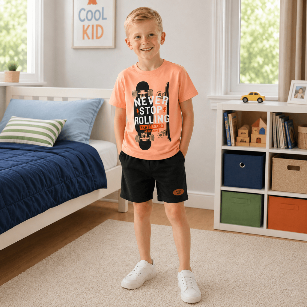 Conjunto Infantil Verão Menino do Tamanho 1 ao 8 | Roupa Masculina Leve, Confortável e Estampas Sortidas