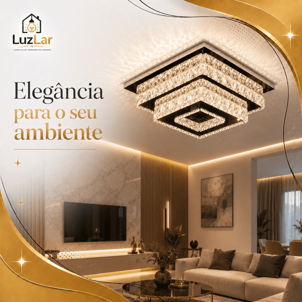 Plafon 2 Andar Luminária De Teto Dourado Cristal Luxo Moderno Lustre Estrela Brilho 3 Cores Em 1 Multicor