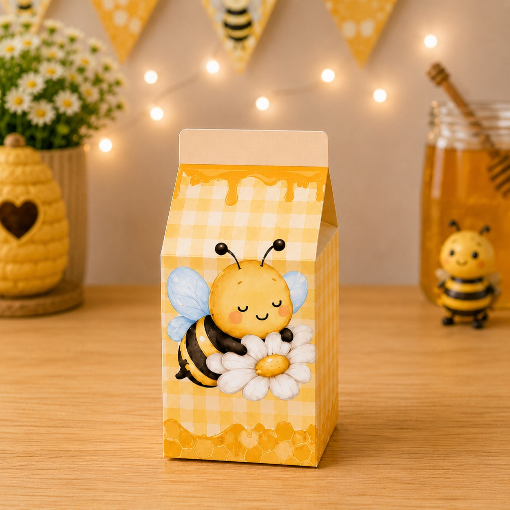 KIT CAIXINHAS MILK  ABELHINHA -PERSONALIZADOS-FESTA INFANTIL-LEMBRANCINHAS