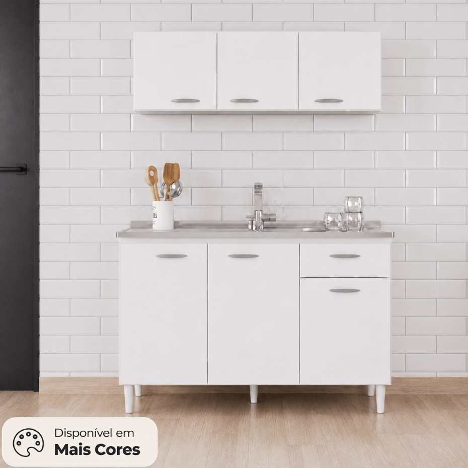 Cozinha Compacta 6 Portas 1 Gaveta sem Pia Chic Poquema