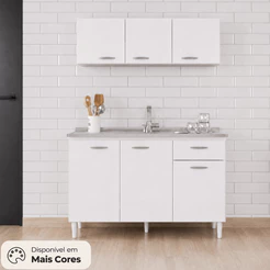Cozinha Compacta 6 Portas 1 Gaveta sem Pia Chic Poquema