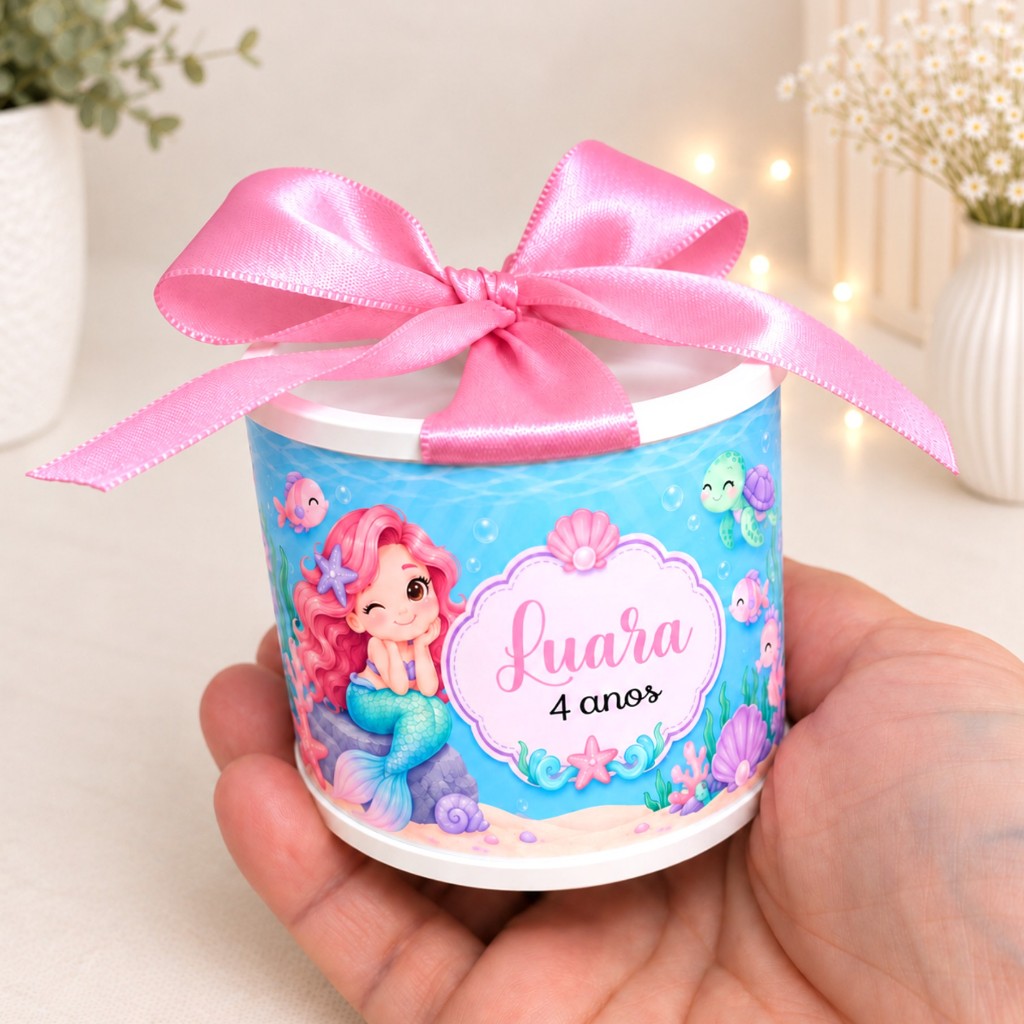Kit Tubolata Personalizada 5x6 Sereia – Lembrancinha Aniversário Festa Infantil Menina
