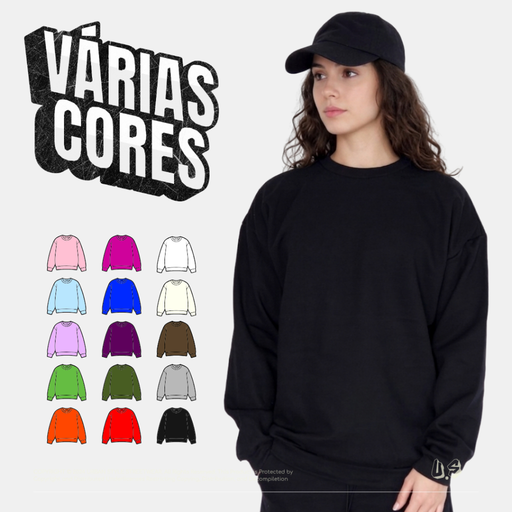 Blusa Moletom de Frio Feminina Lisa Gola Careca Diversas Cores Flanelado Premium