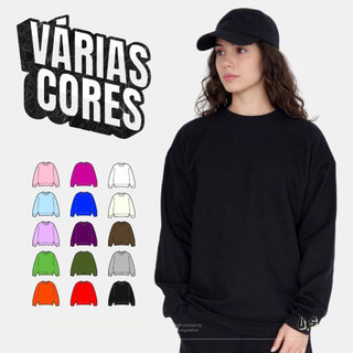 Blusa Moletom de Frio Feminina Lisa Gola Careca Diversas Cores Flanelado Premium