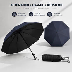 Guarda-Chuva Automático Grande 104cm - Resistente ao Vento, Abre e Fecha com 1 Botão, Proteção UV UPF50+