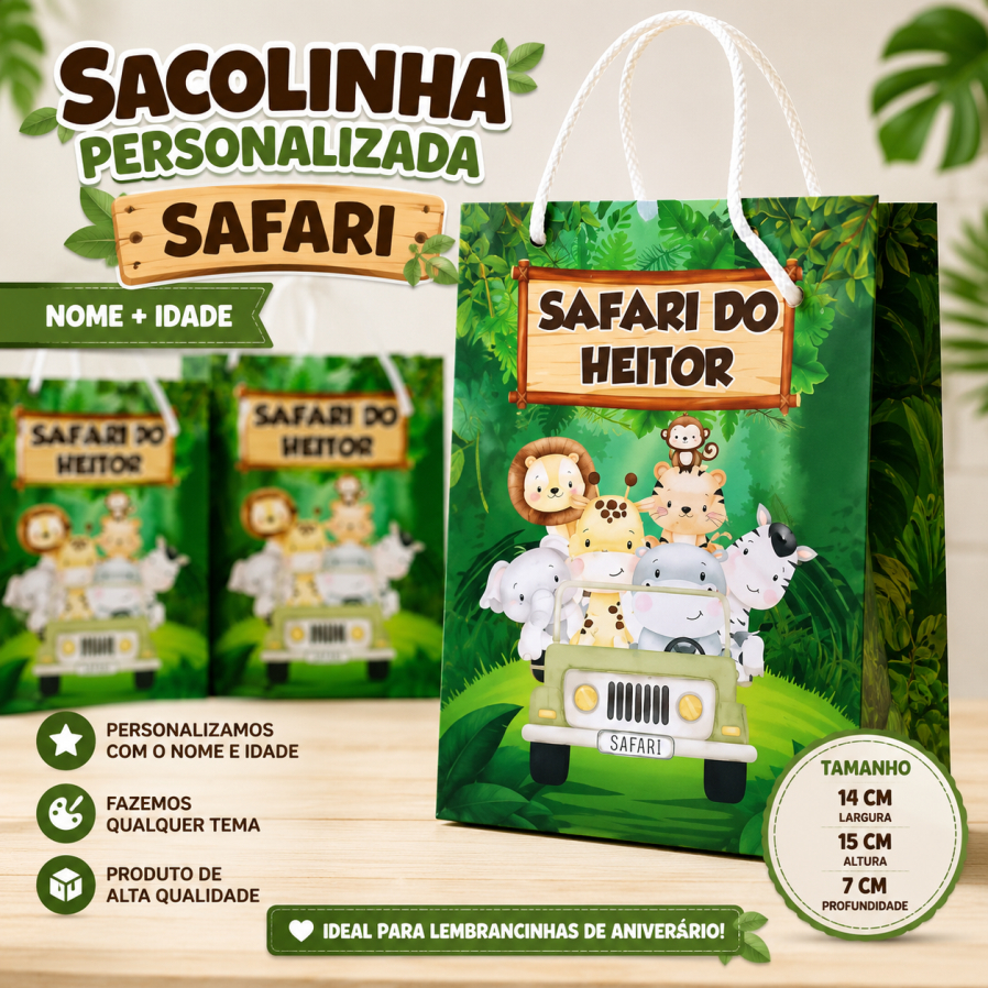 Sacolinha Surpresa Personalizada Nome e Idade | Lembrancinha Aniversário Infantil | Qualquer Tema | Pegue e Monte