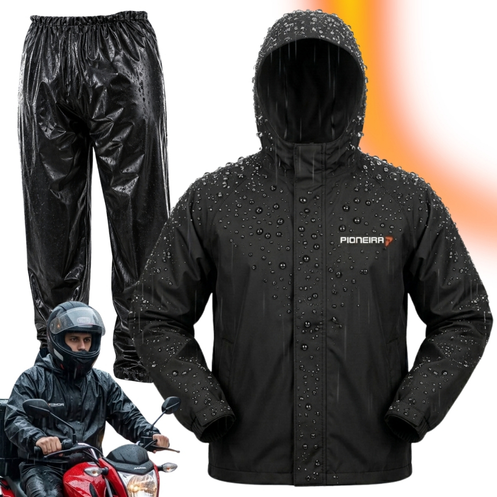 Capa De Chuva Motoqueiro Masculina Capuz Combate Pioneira