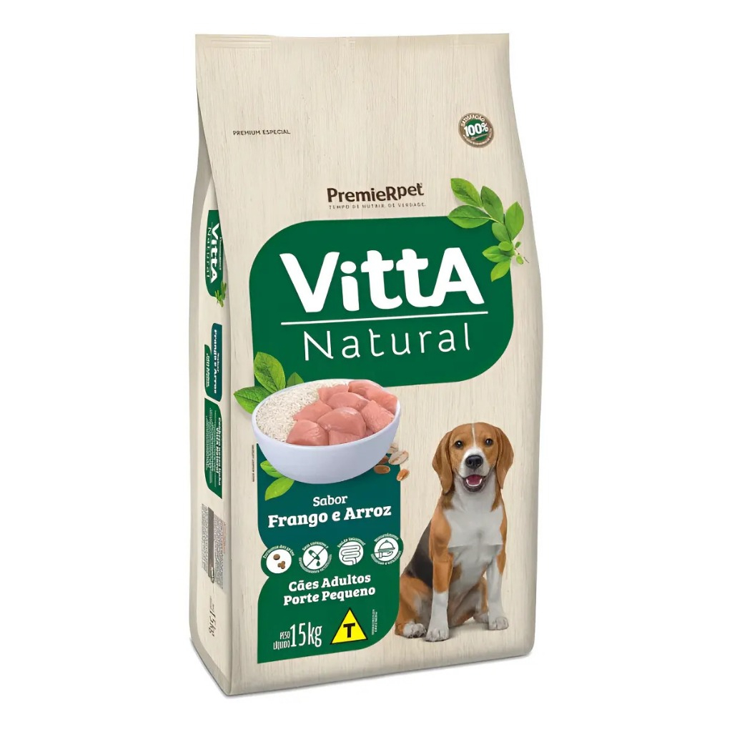 Vitta Natural Raças Pequenas Adultos Frango 15kg Ração para Cães