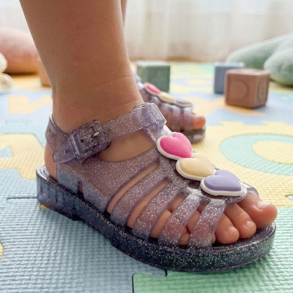 Sandália Infantil Corações Aranha Menina Confortável Clássica Silicone Macia — imagem 2 de 2