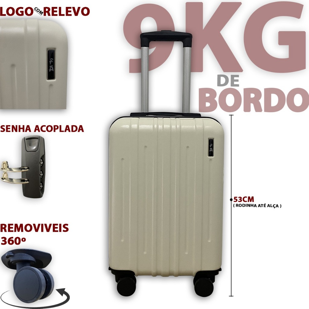 Mala de Bordo 10 Kg Roda Dupla Mala Viagem Rodinhas 360° 2026 Novo Com Senha