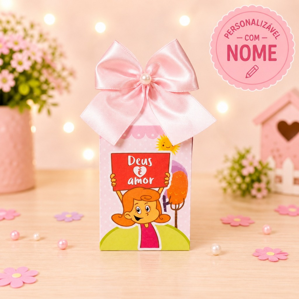 Kit Festa 10 Caixas Milk 3 Tres Palavrinhas Rosa Lembrancinhas Festa infantil Aniversário Personalizadas Mimo