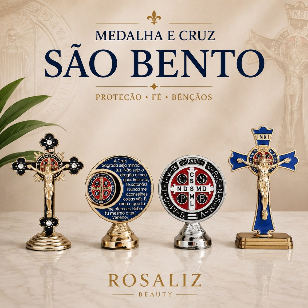1/2/3 Medalha e Cruz São Bento Decorativa Proteção Fé Bênção Católica Para Altar, Carro, Escritório