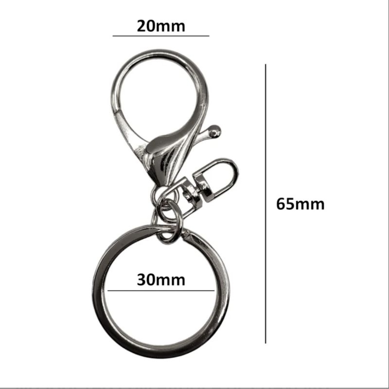 Kit Argolas de Chaveiro 30MM 10 ou 25 Peças com Mosquetão Artesanato
