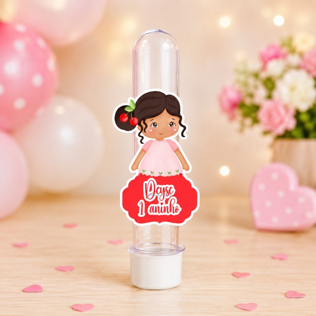 Kit 40 a 60 Apliques para Tubete Cerejinha Cereja Vermelha Cute Festa Infantil Lembrancinhas Decoração Personalizadas