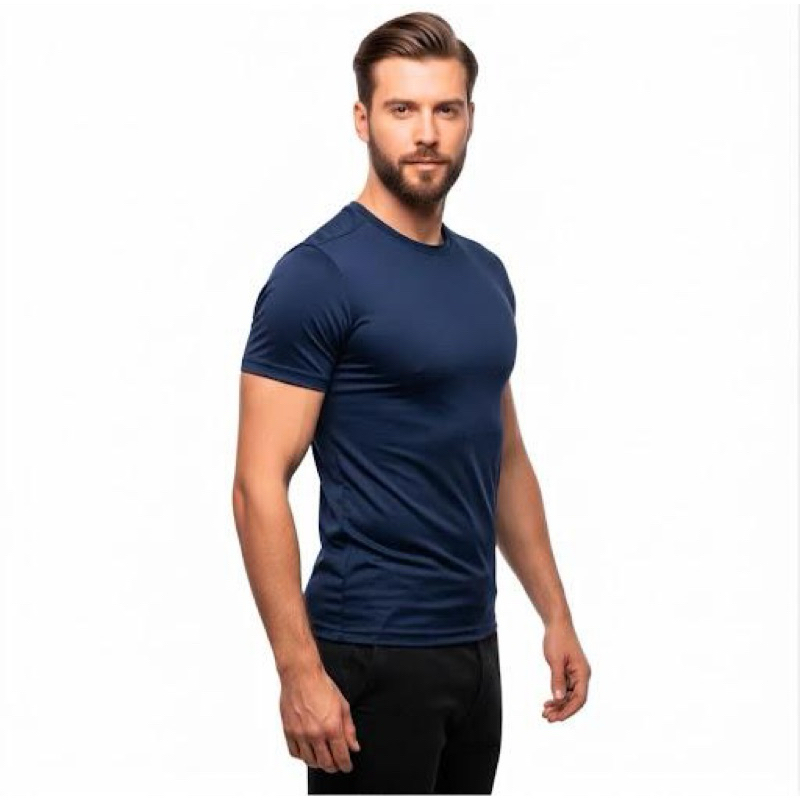 Camiseta Azul Dry Fit Unissex Manga Curta Academia Treino Esporte Proteção Solar UV50+
