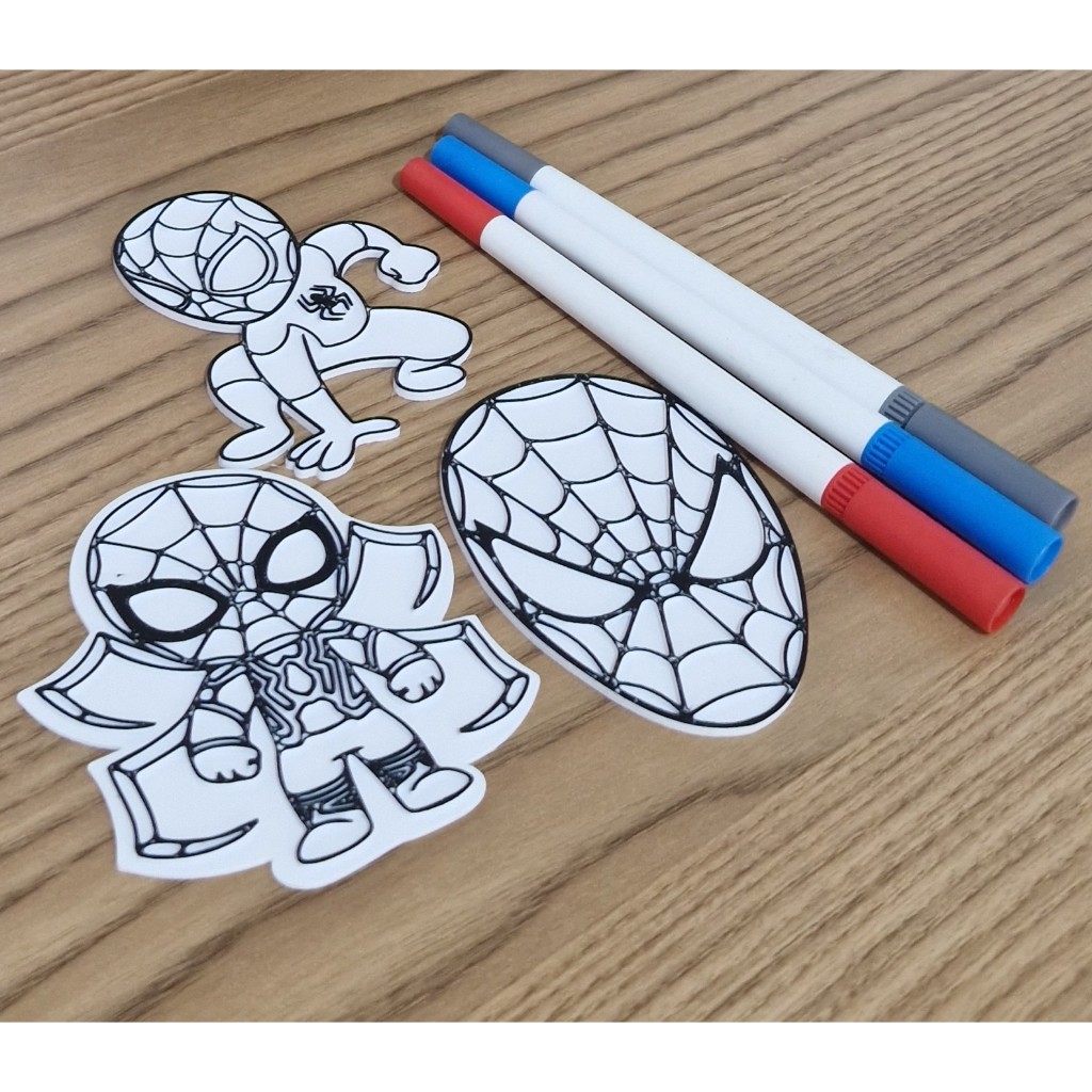 Lembrancinha Kit Pintura Infantil Personalizado Para Colorir Festa Aniversário com 3 Canetinhas sortidas Herói Aranha