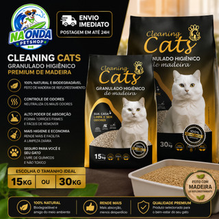 Granulado Cleaning Cats Madeira Controle de Odores para Gatos 15/30kg - Envio Imediato