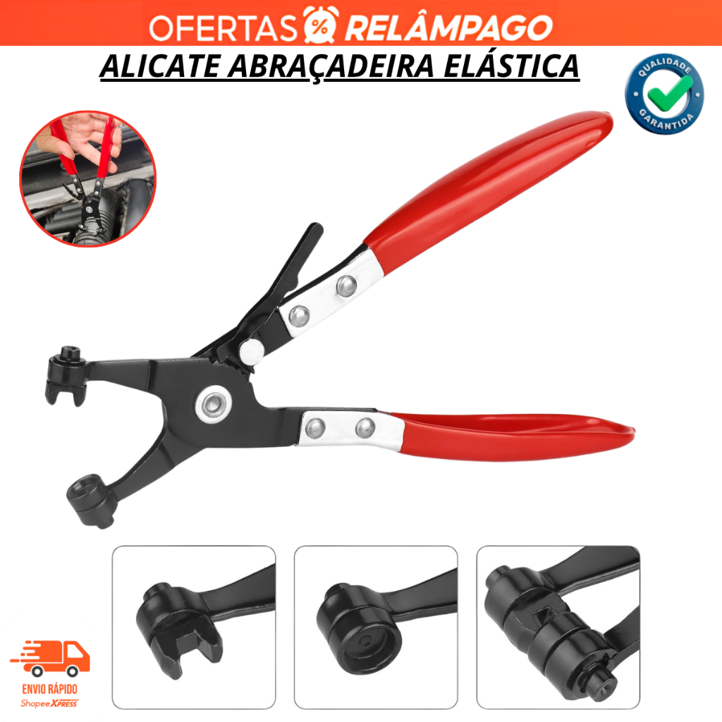 Alicate Curvo Extrator Abraçadeira Elástica de 9 Polegadas Automotivo Resistente
