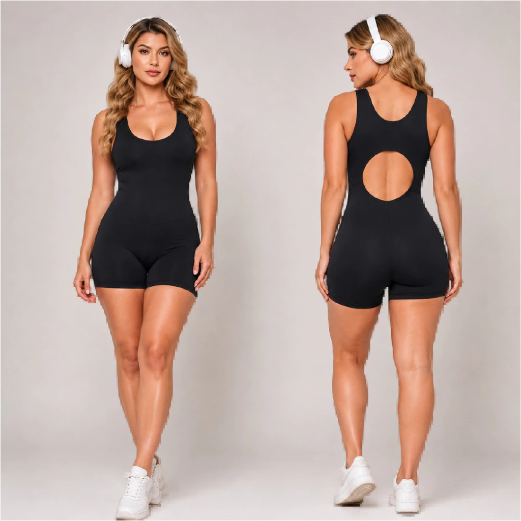 Macaquinho Academia Feminino Regata Suplex Cavado nas Costas Treino Fitness Yoga