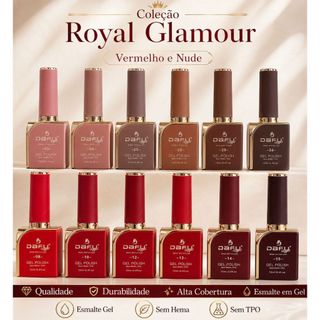 Dafu Esmalte em Gel Kit com 12 Cores Coleção Royal Glamour Tons Nude e Vermelho Atacado Manicure Pedicure