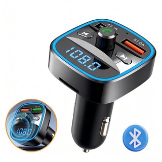 Bluetooth 5.3 Fm Para Carro Carregador Rápido USB Duplo Receptor De Música Viva-Voz