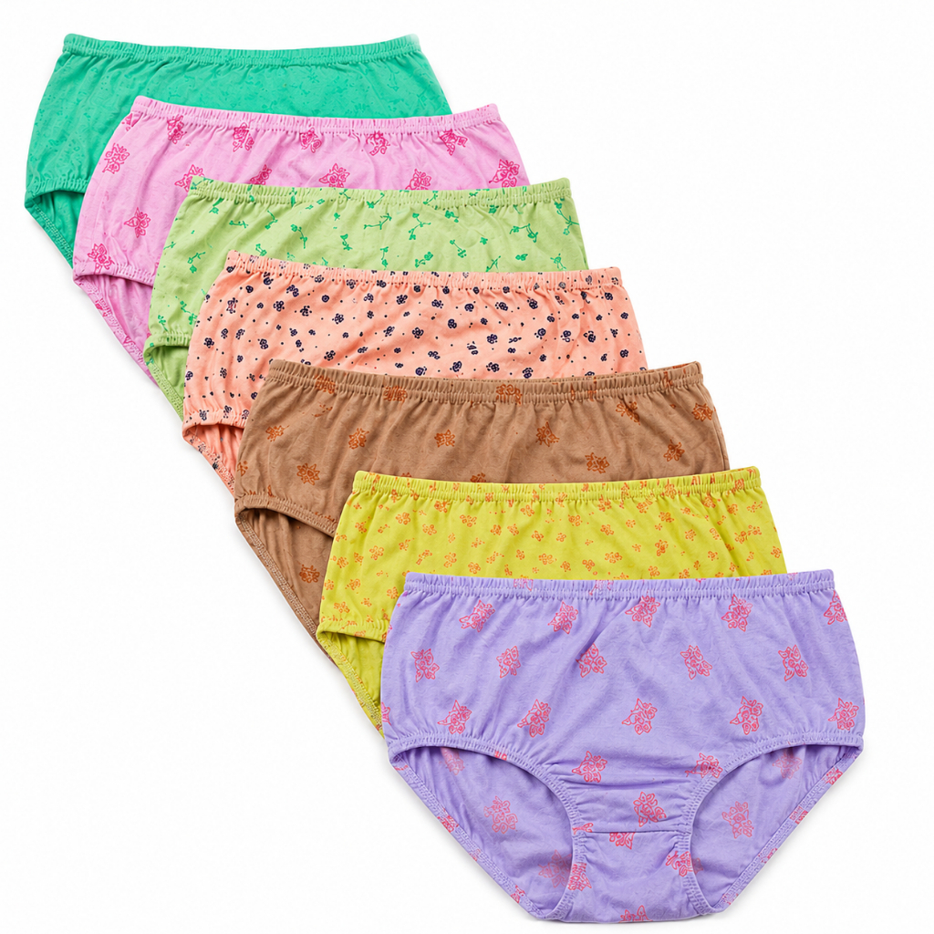 Kit Calçola Estampada Plus Size 100% Algodão Calcinha Senhora Feminina Cintura Alta Confortável