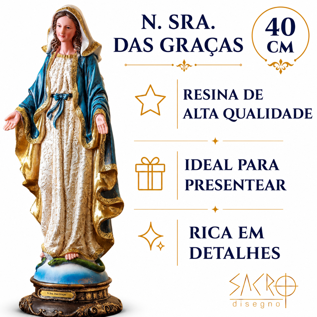 Imagem Nss Senhora Das Graças 40cm Resina Importada Premium