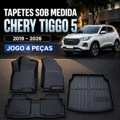 Jogo De Tapetes Com 4 Peças Premium Bandeja Borda Alta De Borracha Tpe 3D Para Tiggo 5 2019 - 2026