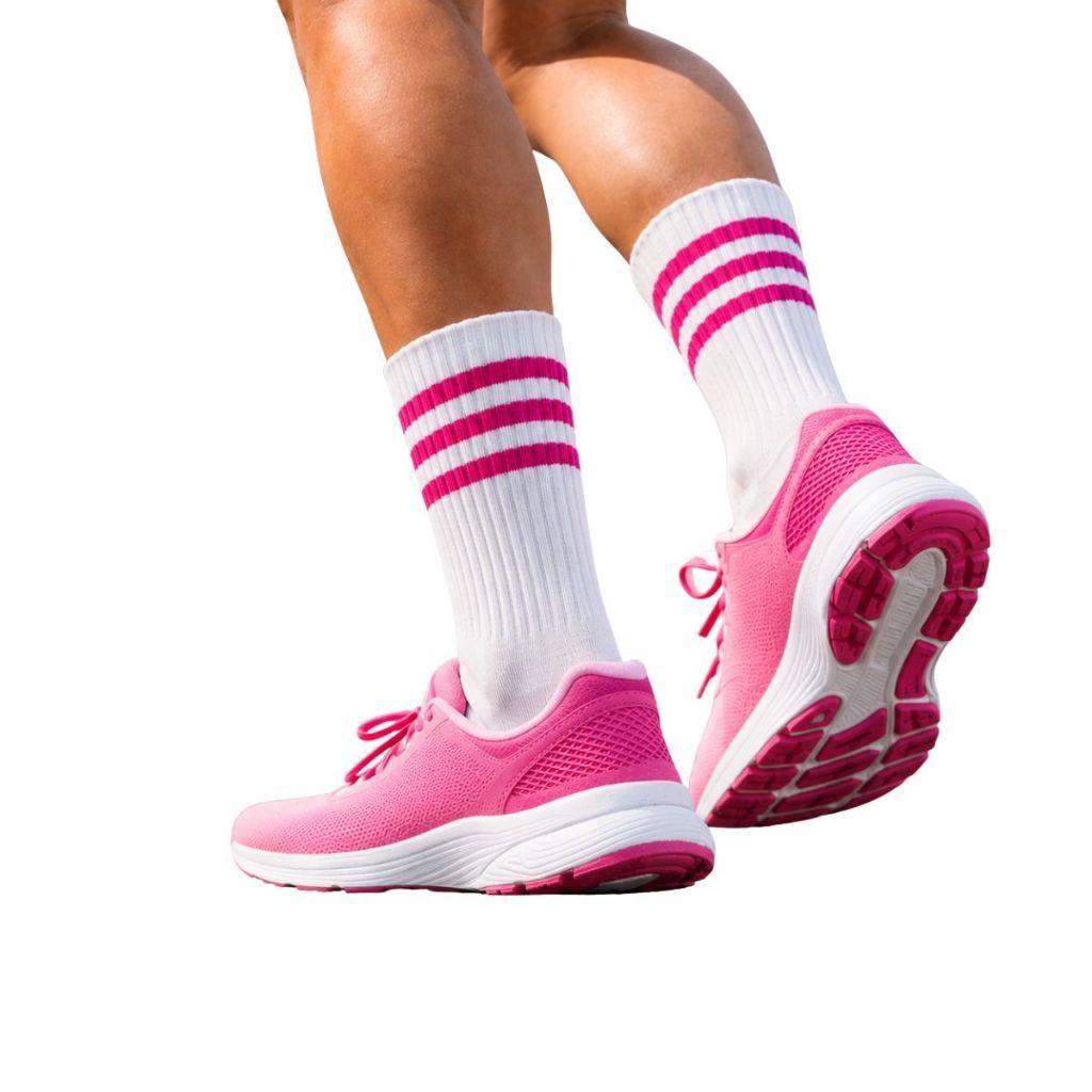 Meia De Corrida Poliamida Feminina 33 ao 39 Adulto Branco Rosa Toque Macio Confortável Casual Esporte