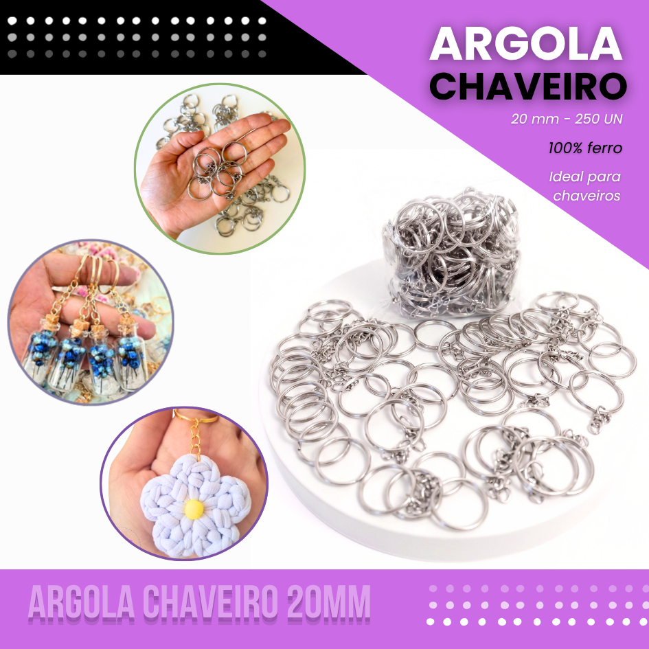 Argola De Chaveiro Reforçada- 20mm - Pacote C/250 Unid.