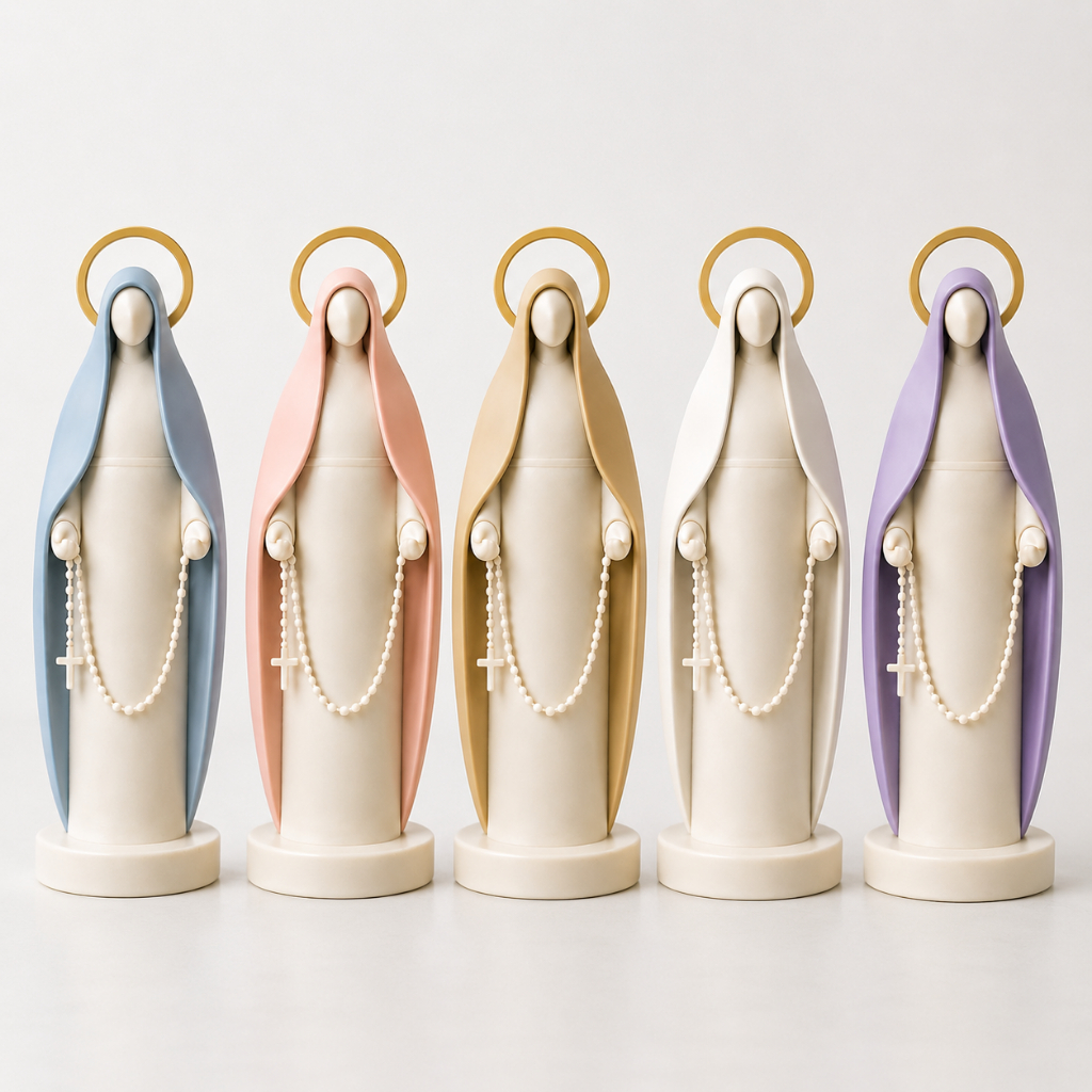 ✨ Nossa Senhora Aparecida Decorativa em Impressão 3D | Minimalista com Terço | Presente Religioso Premium