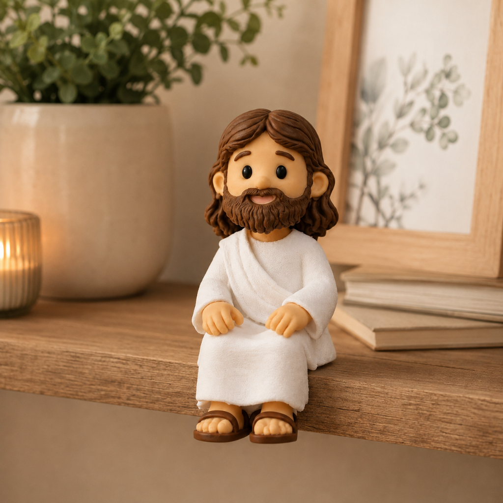 Mini Jesus Cristo Sentado Decoração Religiosa Cristã
