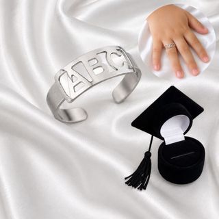 Anel Abc Em Aço Antialérgico Ajustável Chapa Fina, Anel Formatura Escolar