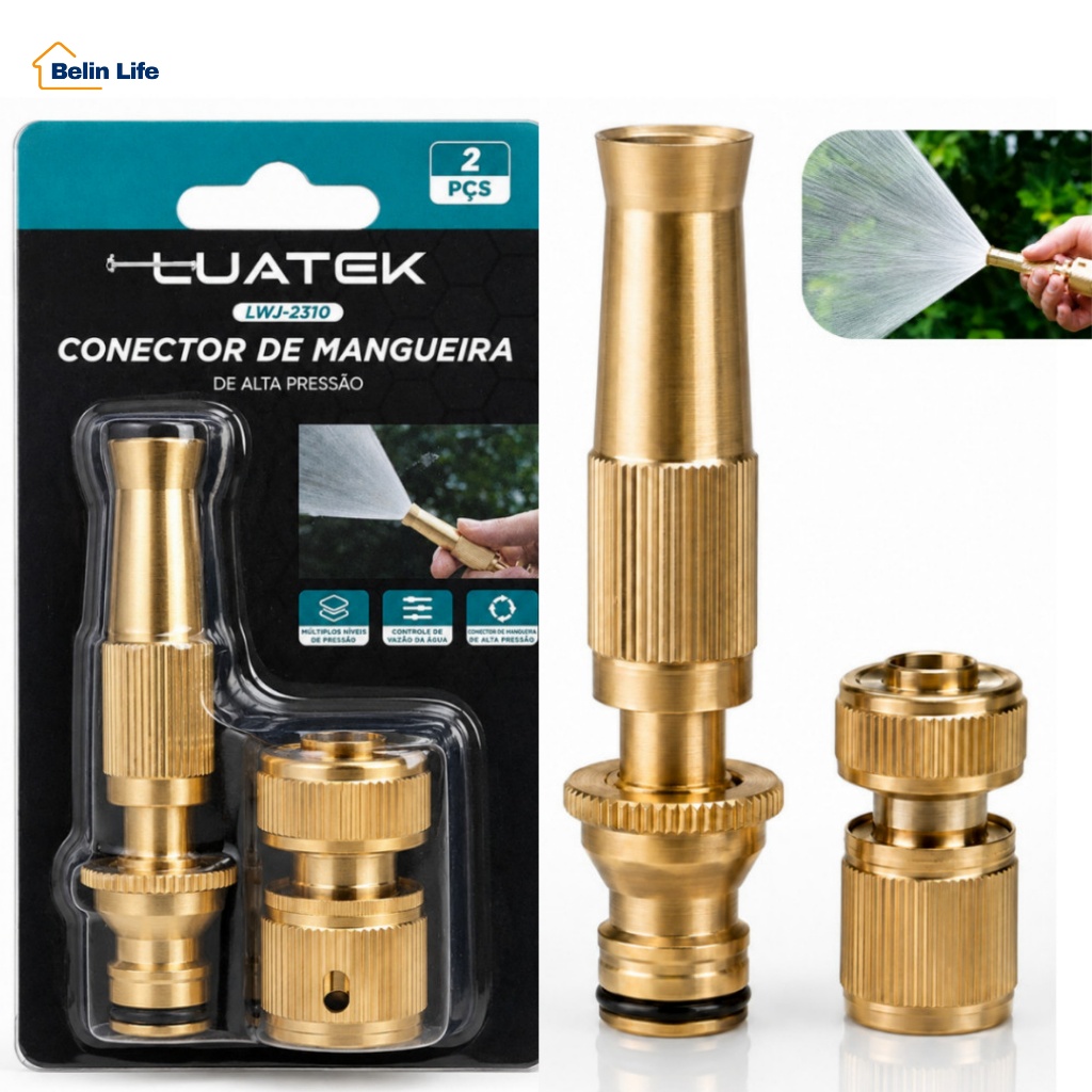 Bico para Mangueira LUATEK LWJ-2310 com Engate Rápido e Jato Regulável