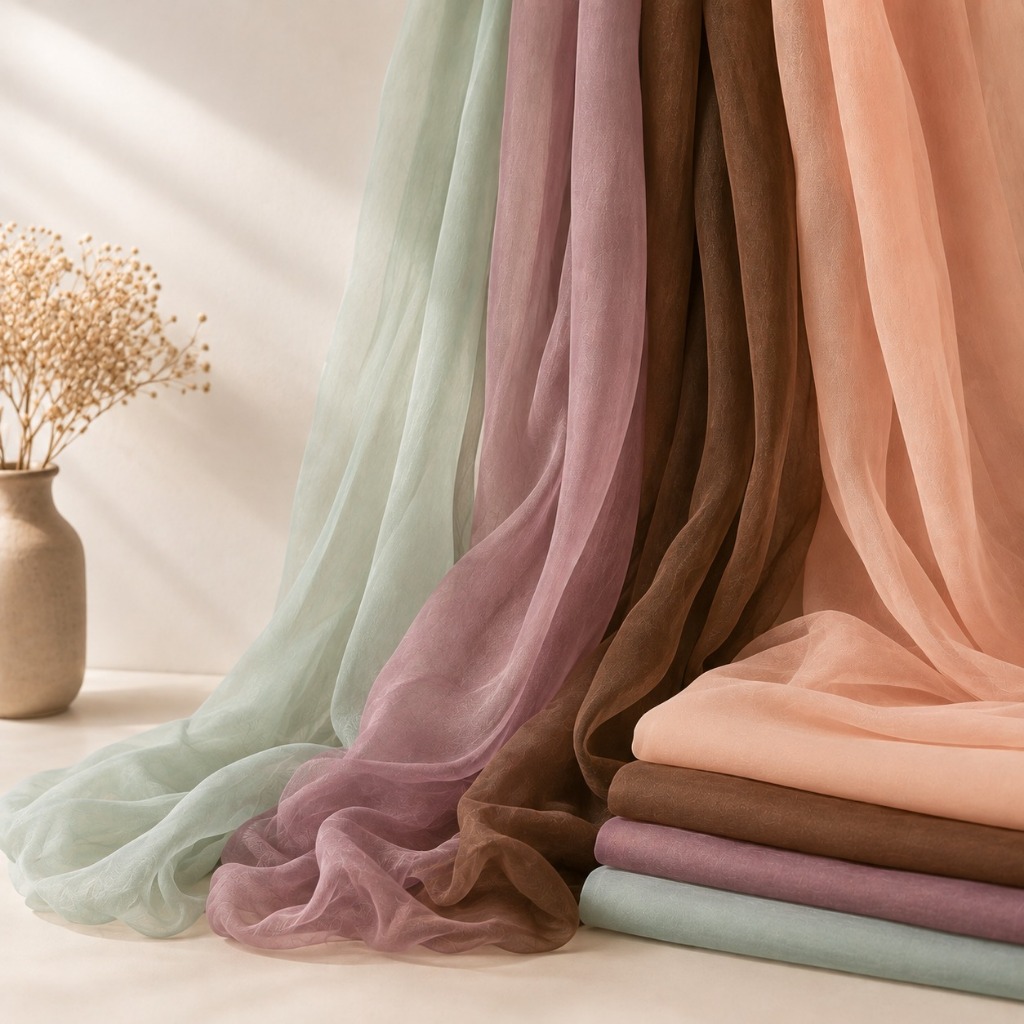 Tecido Musseline Toque de Seda Tecido Leve Transparente para Blusas e Vestidos Moda Festa 1,50m larg
