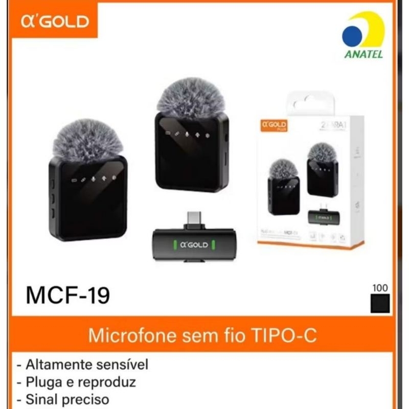 Microfone de lapela Gold e spro para celulares iphone entrevista gravação de conteudo