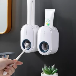 Dispenser Automático de Pasta de Dente Suporte Parede Sem Furo Banheiro Organizador