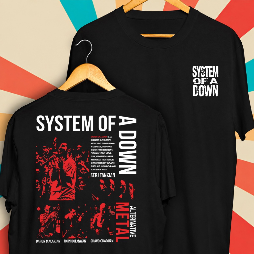 [Camiseta Premium em Algodão Puro]VU System of a Down Alternative Metal Camisa de Rock and Roll