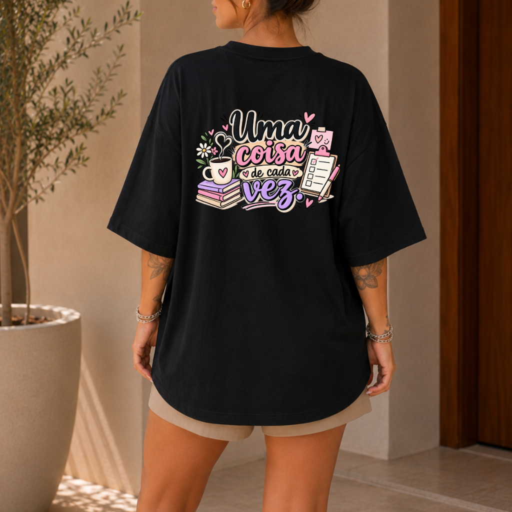 Camiseta Oversized Feminina Estampada Manga Larga T-Shirt 100% Algodão Streetwear Camiseta Larga