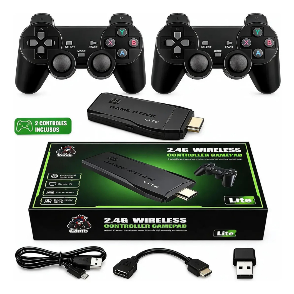 Video Game Retro Stick 4k Original Emulador Console Portatil Hdmi Com 2 Controles Sem Fio Cartao Memoria Nostalgia Salva