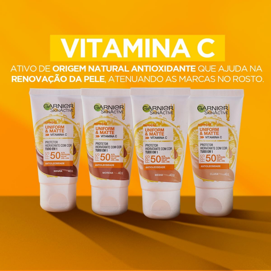 Protetor Solar Hidratante Facial Garnier U&M Vitamina C FPS50 40g