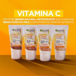 Protetor Solar Hidratante Facial Garnier U&M Vitamina C FPS50 40g