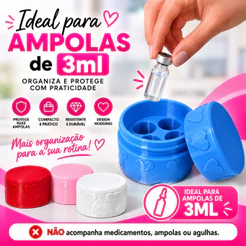 Porta Ampolas 3ml para 4 Unidades – Estojo Organizador Rígido com Design de Coração + 4 Tampas de Brinde