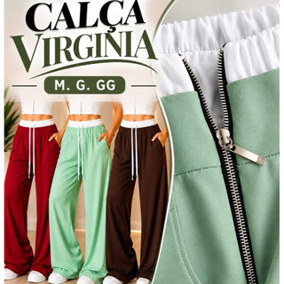 calça pantalona virginia feminina cintura alta tecido sensorial marrant premium com bolsos