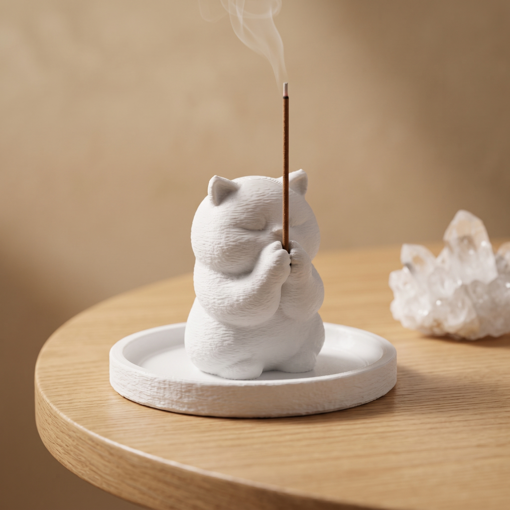 Incensário Gatinho Porta Incenso Vareta Suporte Gato Zen Mesa Quarto Sala Decoração Aromaterapia Presente Criativo
