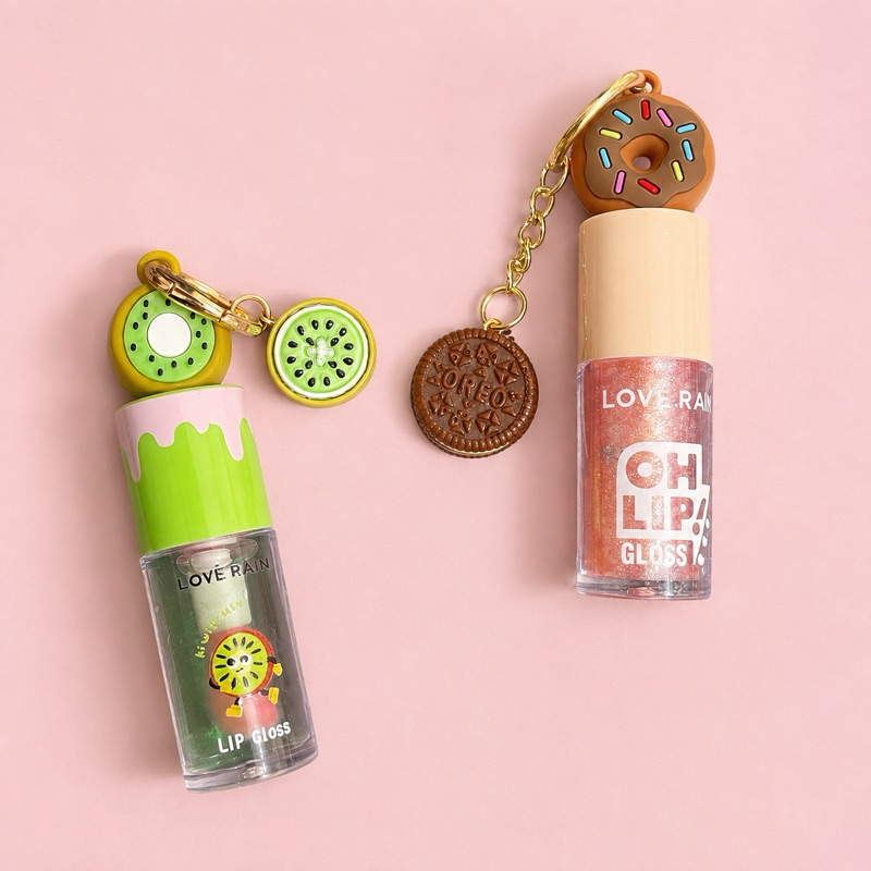 Kit 2 Lip Gloss De Kiwi E Cookies com Chaveiros Fofos – Brilho e Estilo Mimo Promoção