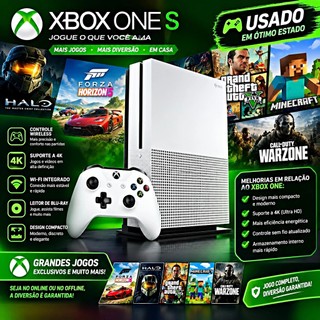 USADO - Xbox One S com Controle 4K HDR Wi-Fi Console Gamer Microsoft vídeo game