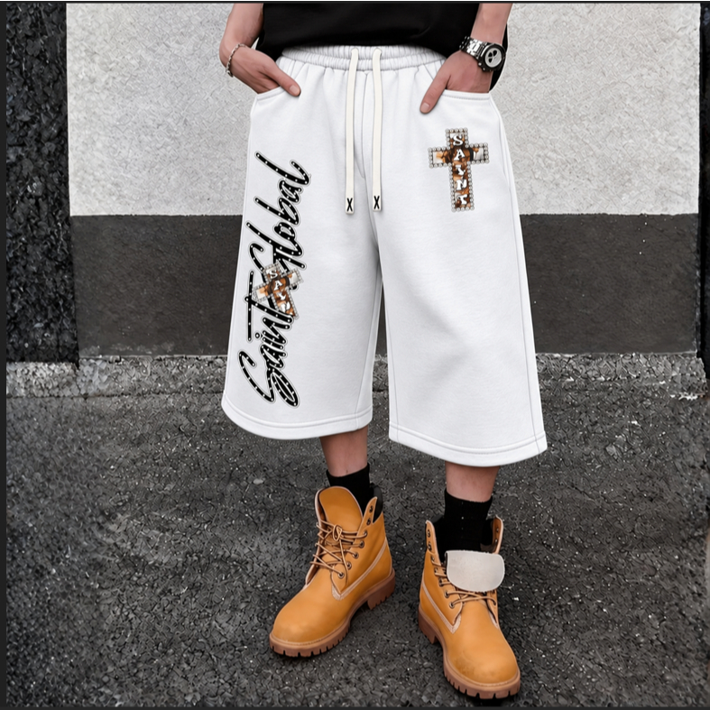 Bermuda Masculina Moletom Baggy Estampada Oversized Streetwear Bermudão Largo